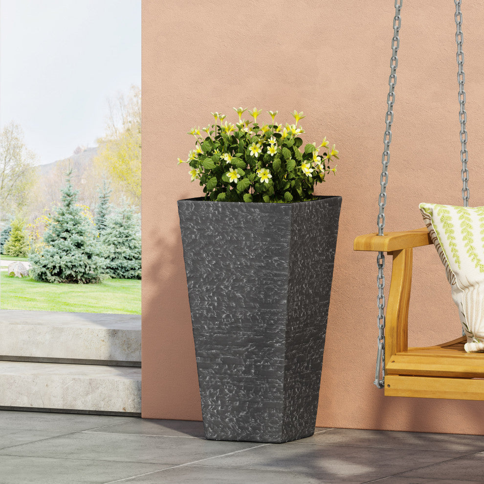 Tengren Outdoor Cast Stone Planter, WxDxH, 15.5wx15.5dx29.75h