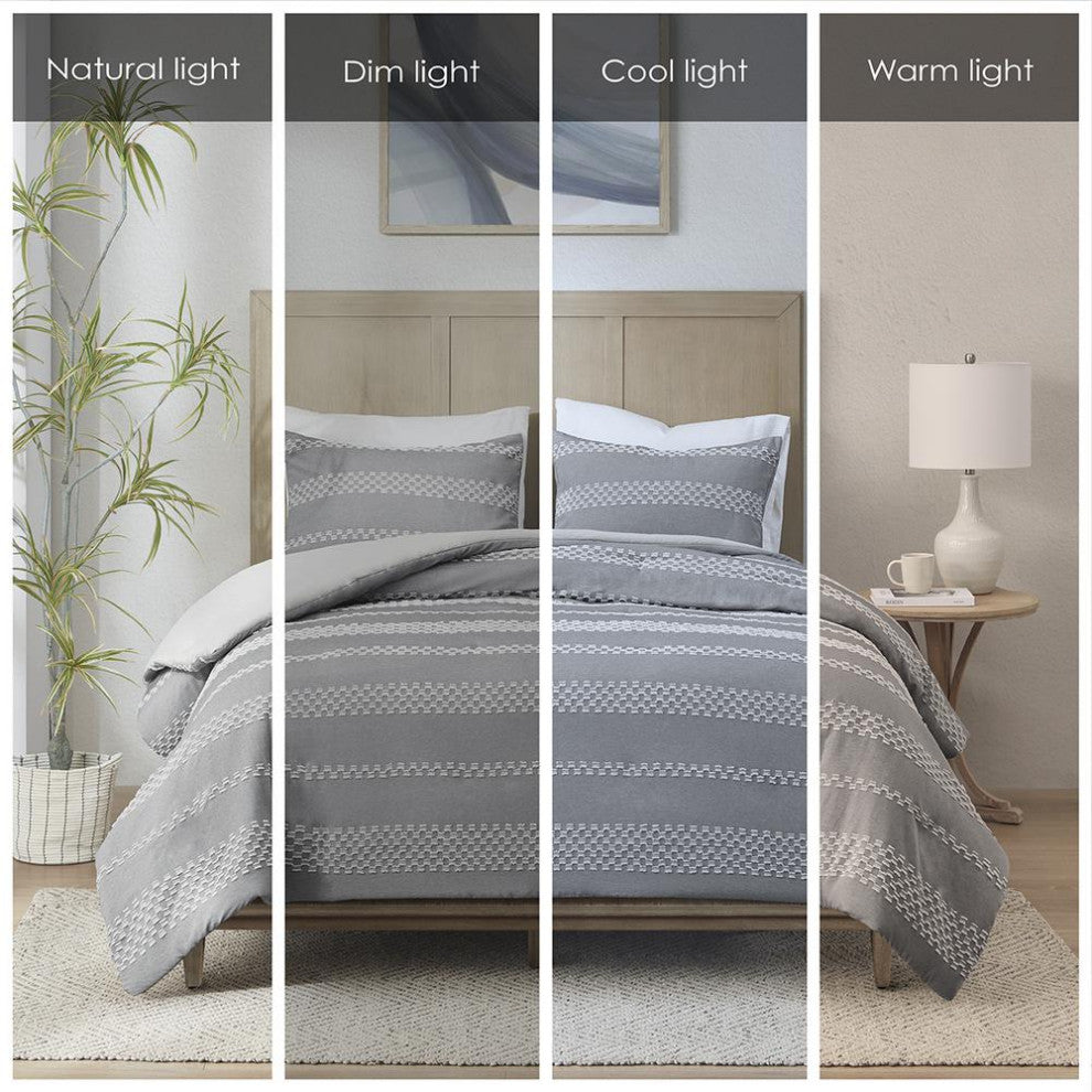 3 Piece Clipped Jacquard Duvet Cover Set