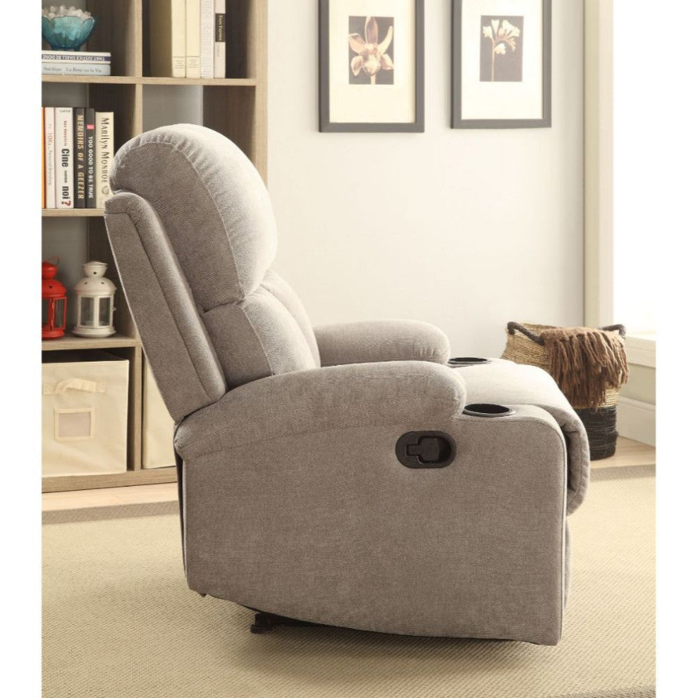 Velvet Upholstered Motion Recliner, Gray Finish