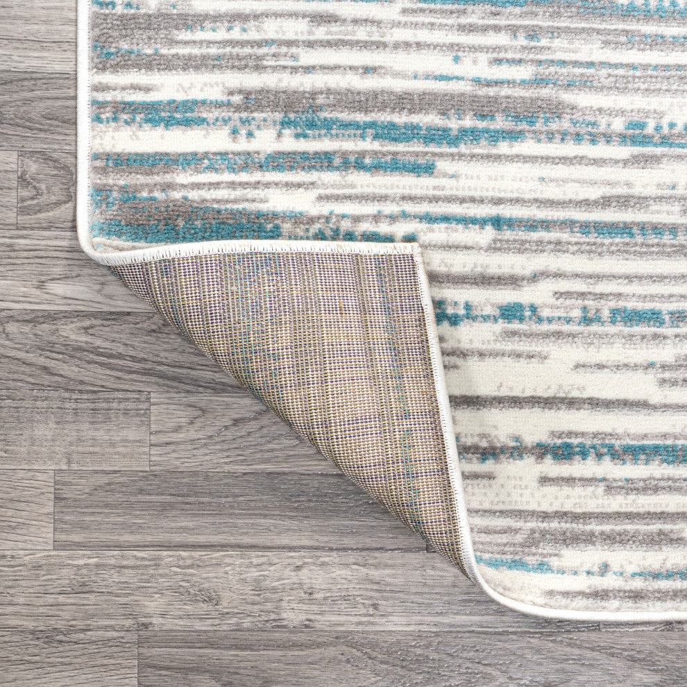 Speer Abstract Linear Stripe Gray/Blue 3'x5' Area Rug