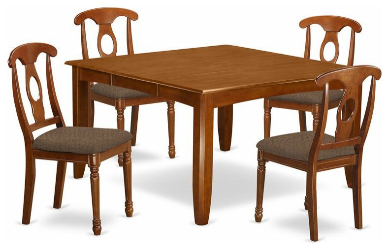 5 Piece Dining Room Table Set-Table With Leaf And 4 Dinette Chairs.