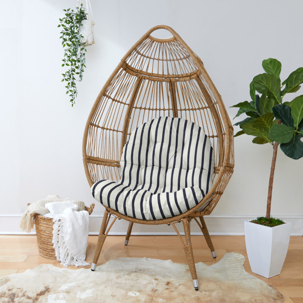 Sunbrella Indoor/Outdoor Lido Indigo Egg Chair Cushion
