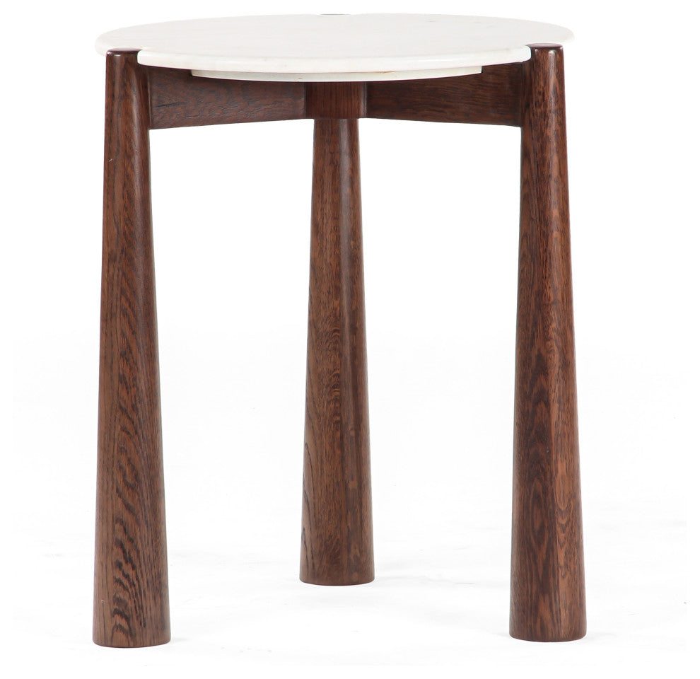 Carver Marble Oak Side Table, Brown