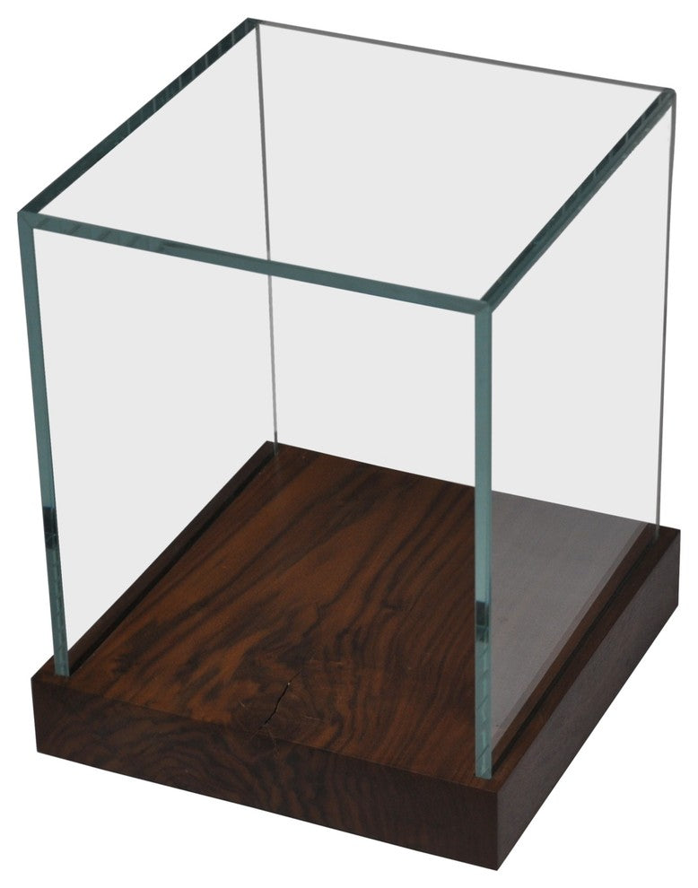 Salvaged Wood Base, Glass Box Side Table