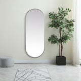 Home Living Metal Frame Oval Mirror 24x60 Inch, Silver
