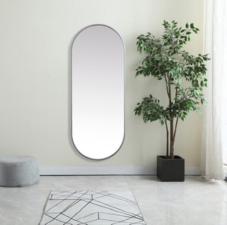 Home Living Metal Frame Oval Mirror 24x60 Inch, Silver