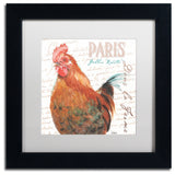 'Dans la Ferme Rooster I' Art, 11x11, Black Frame, White Mat