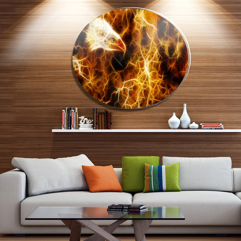 Wolf And Eagle Collage, Animal Round Wall Art, 36"