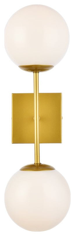 Noah 2-Light Brass and White Glass Wall Sconce