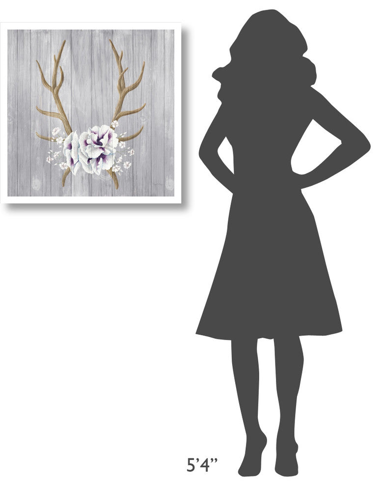 "Antlers and Poppies I Sq" Digital Paper Print by Elyse DeNeige, 26"x26"