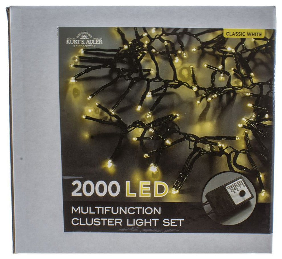 Kurt Adler 2000-Light 65' Cluster Garland with Classic White LED  Lights