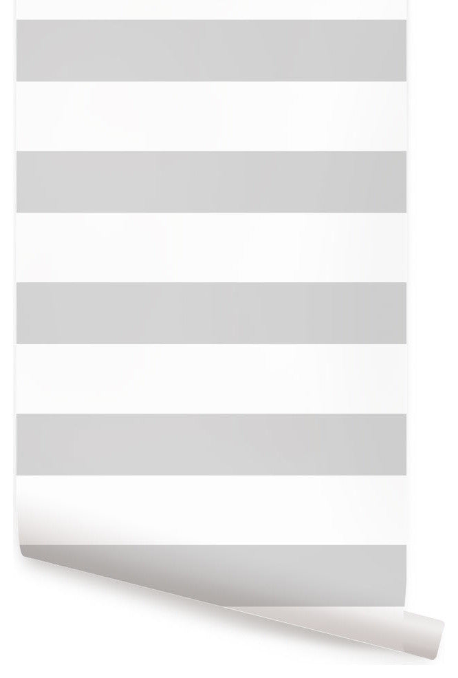 Horizontal Stripe Peel and Stick Vinyl Wallpaper, Gray, 24"w X 60"h