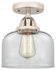 Large Bell Semi-Flush Mount, Polished Nickel, Clear, Clear