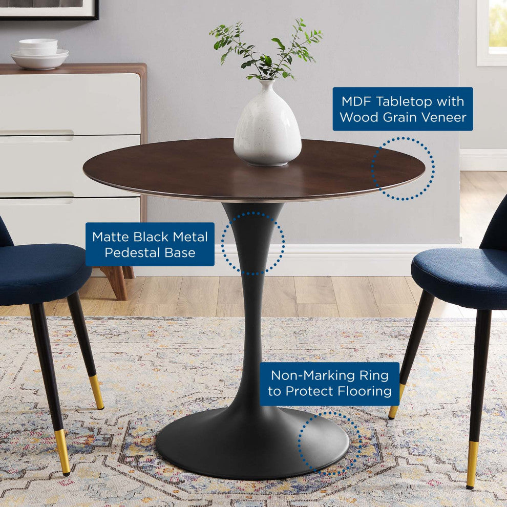 Dining Table, Round, Wood, Black Dark Brown, Modern, Cafe Bistro Restaurant