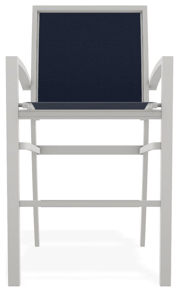Kendall Sling Bar Height Stackable Outdoor Stool, Navy/Snow