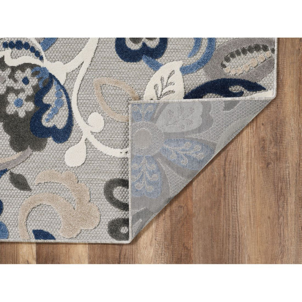 KAS Calla 6922 Grey/Blue Leila Area Rug, 6'7" x 9'