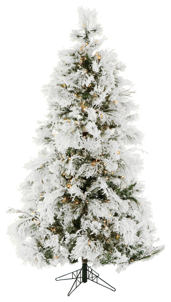 4' Snowy Pine Flocked Slim Christmas Tree With Warm White LED Lights