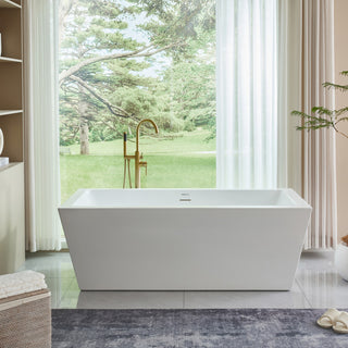 Freestanding Acrylic Bathtub, White/Integrated Overflow, L, 67"