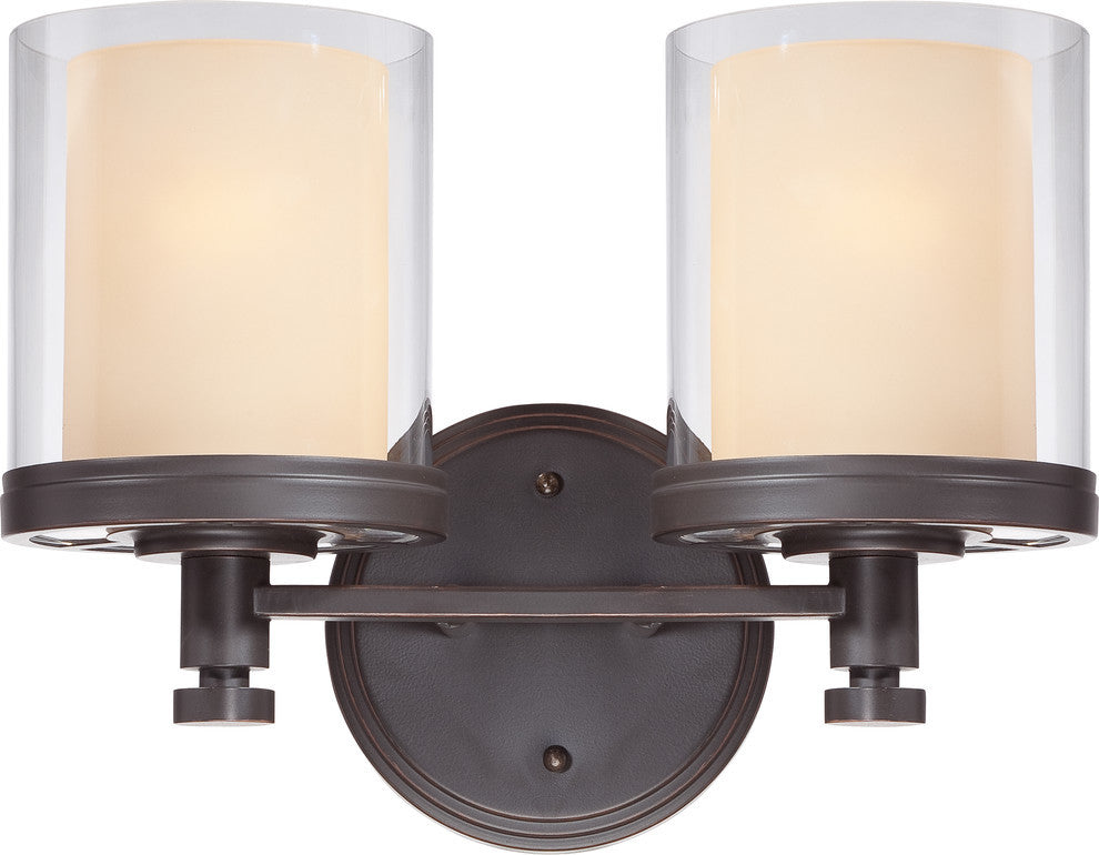 Nuvo 2-Light Decker Vanity and Wall Light Fixture, Sudbury Bronze
