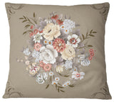White and Yellow Floral Pattern Floral Throw Pillow, 18"x18"
