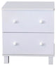 Urbane White Finish Nightstand With 2 Drawers On Metal Glides.