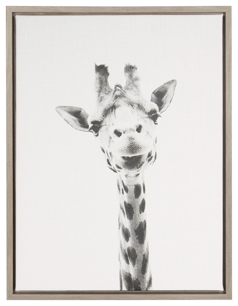 Sylvie Giraffe Gray Framed Canvas Wall Art by Simon Te Tai