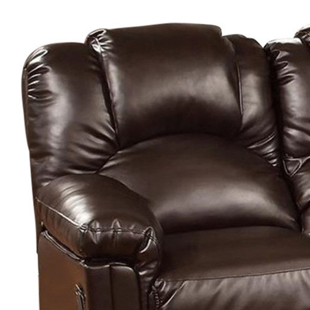 Benzara BM171423 Bonded Leather Recliner Loveseat, Brown