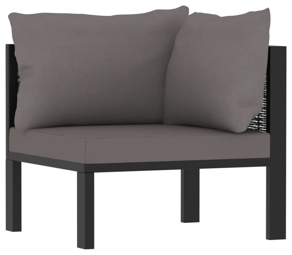 vidaXL Sectional Corner Sofa With Left Armrest Poly Rattan Anthracite