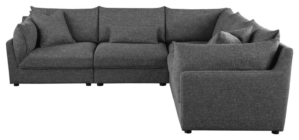 Sasha 5-piece Upholstered Modular Sectional Barely Black