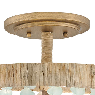 Fredrick Ramond Dune Medium Semi-Flush Mount, Burnished Gold With Blue Sea Glass