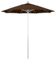 7.5' Silver Anodized Push Lift Aluminum Umbrella, Teak Olefin