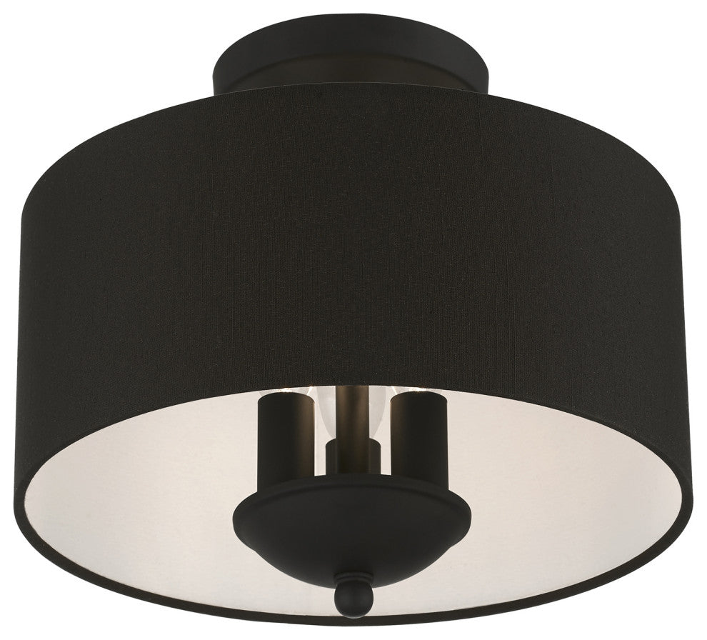 Livex Lighting 3 Light Black Semi-Flush Mount