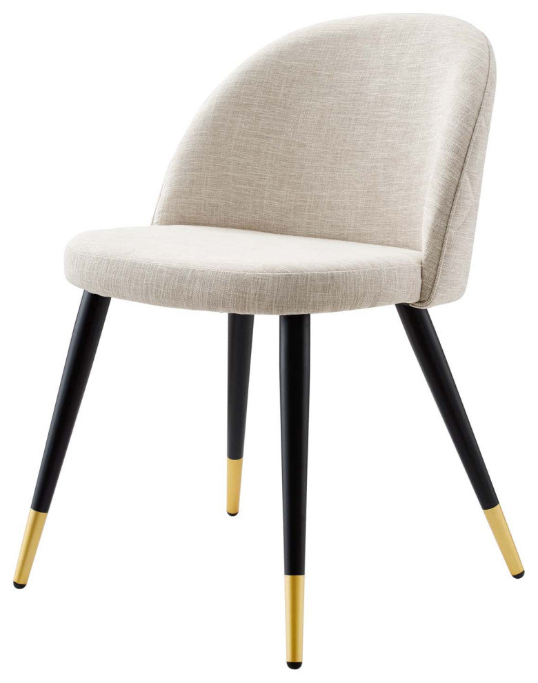 Side Dining Chair, Set of 2, Fabric, Beige, Cafe Bistro Restaurant Hospitality