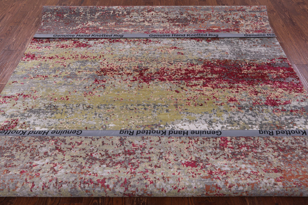 Handmade Abstract Wool & Silk Rug 7' 11" X 10' 1" - Q13079