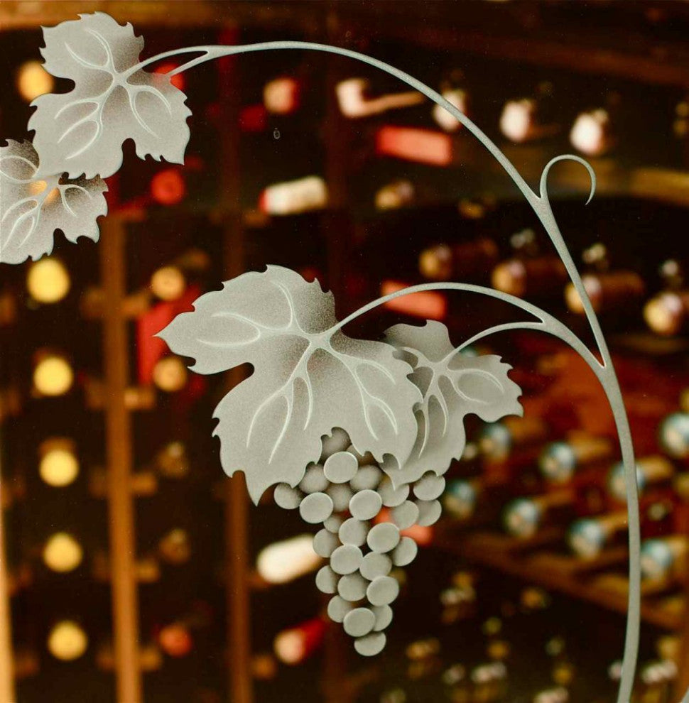 Wine Door - Vineyard Grapes Cascade - Primed - 30" x 80" - Knob on Left -...