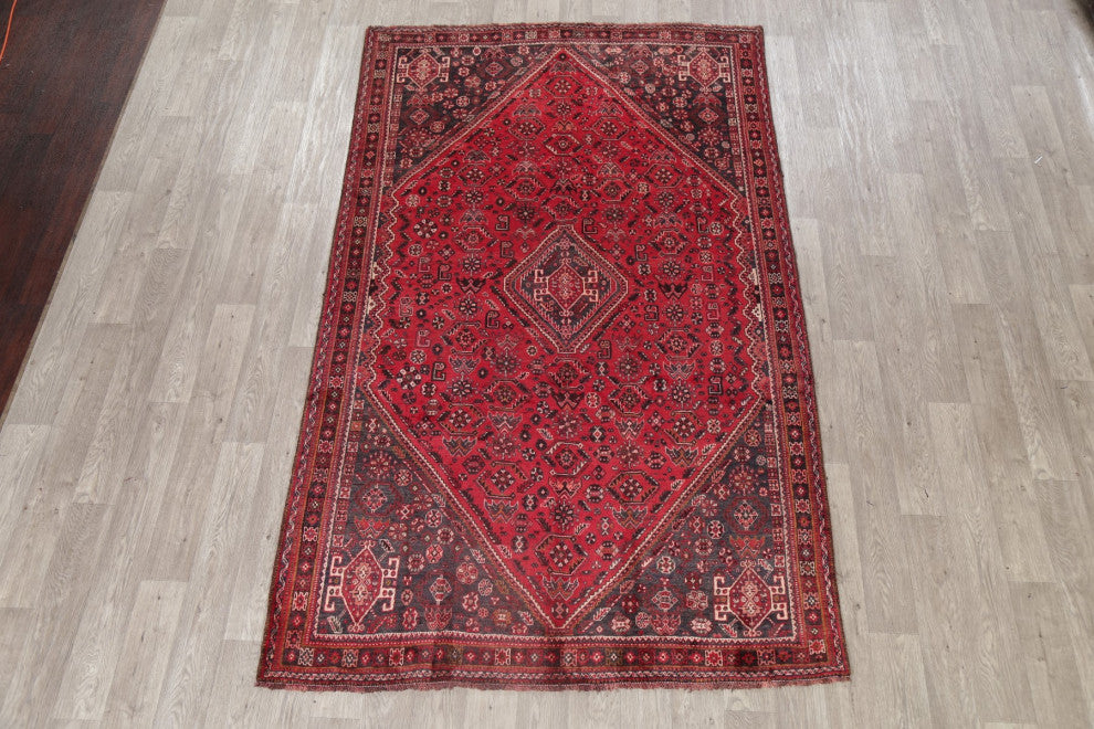 Consigned, Oriental Vintage Traditional Hand-Knotted Persian Area Rug, Red, 6x9