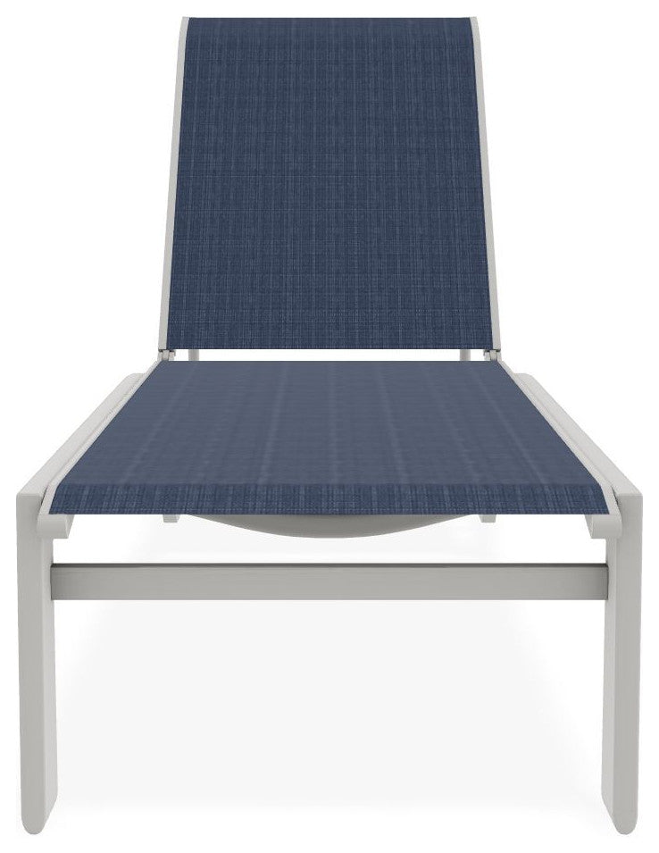 Kendall Sling Stackable Outdoor Chaise Lounge, Mavi/Snow