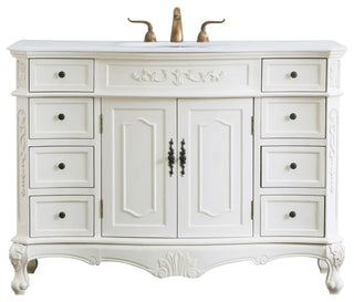 Bathroom Vanity, Antique White, 48", Single Sink