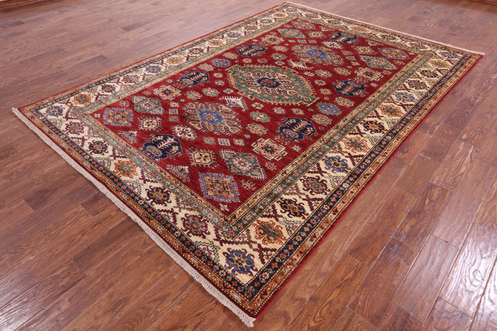 6' 10" X 9' 9" Super Kazak Hand Knotted Wool Rug - Q12936