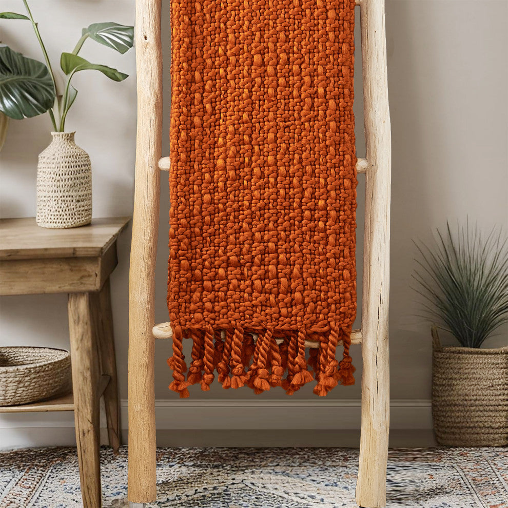 Basket Weave Knit Throw Blanket