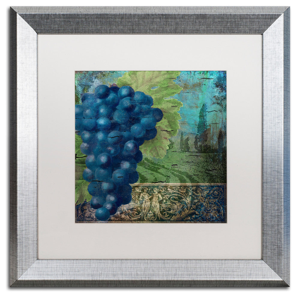 Color Bakery 'Vino Blu Two' Art, Silver Frame, White Matte, 16"x16"