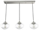 Saddle Creek Brushed Nickel, Clear Seeded Glass 3 Light Linear Cluster Light