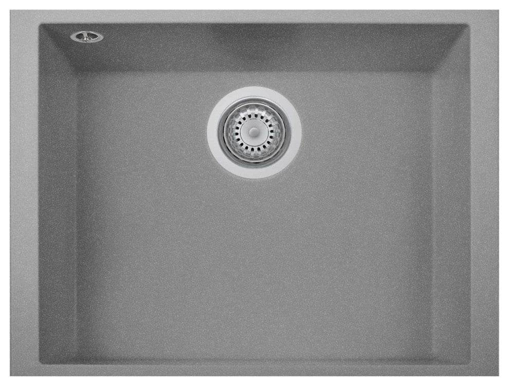 One Series 23" Undermount Single-Bowl Granite Sink, Titanium