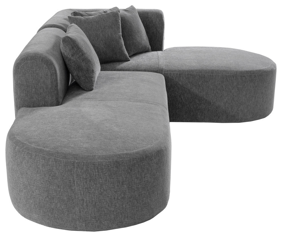 GDF Studio L-Shape Upholstered Chenille Corner Sectional Sofa with Pillows, Gray