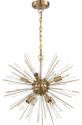 Cirrus - 8 Light Chandelier - with Glass Rods - Vintage Brass Finish