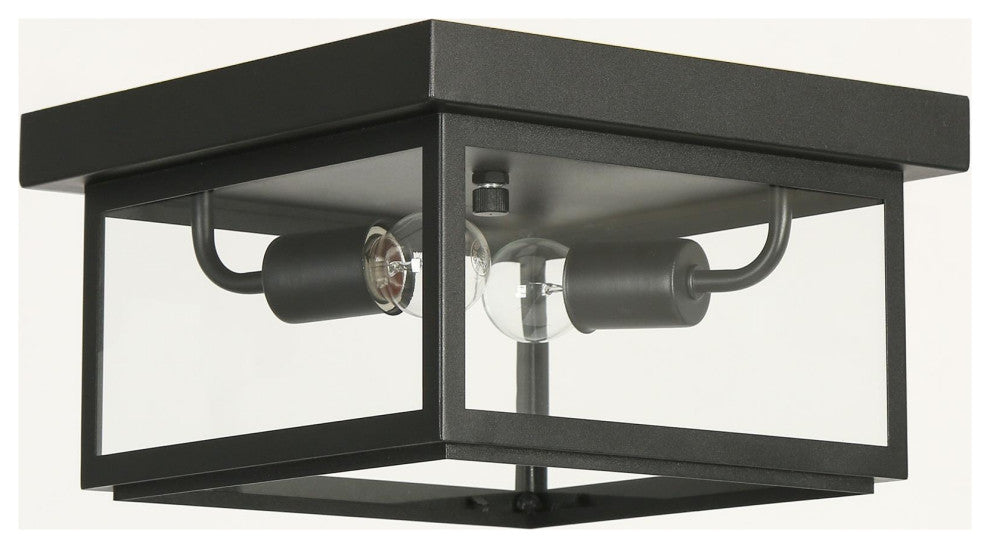 LNC 2-Light 11" Matte Black Square Modern/Contemporary LED Flush Mount Light