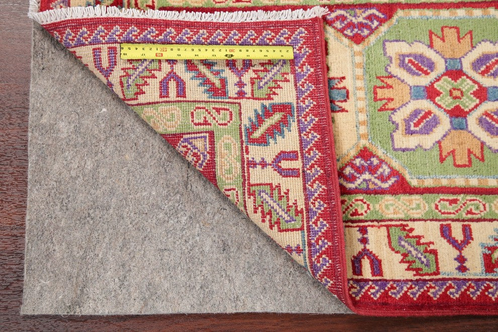 Traditional Kazak Oriental Hand-Knotted Pakistani Wool Runner Rug, 5'10"X2'0"