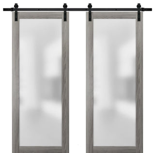 Planum 2102 Double Barn Doors 56 x 84, Ginger Ash and Hardware 13FT