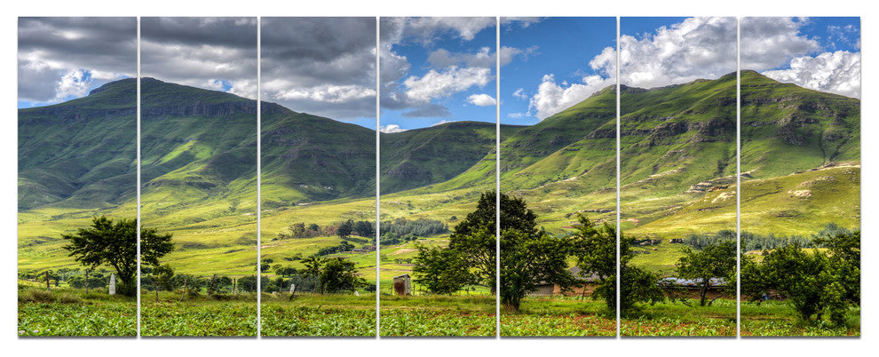 Lesotho Mountains Panorama, Landscape Canvas Art Print, 83"x32", 7 Panels