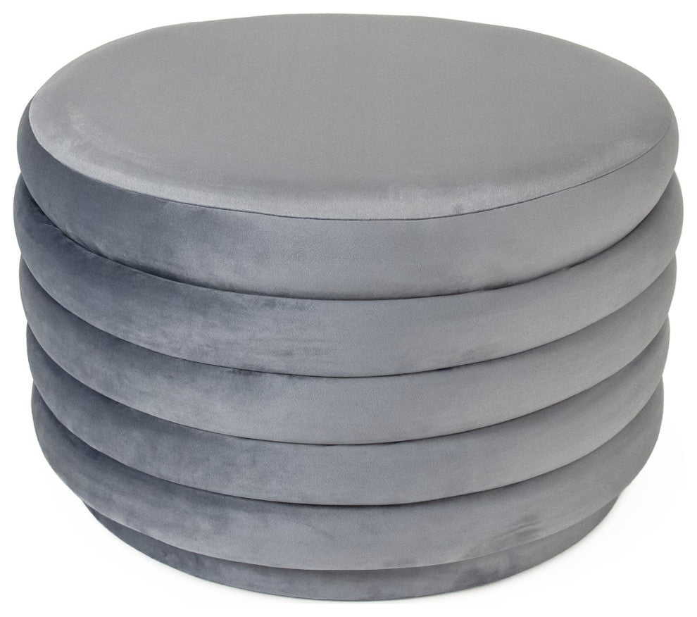 Pale Blue Velvet Ottoman